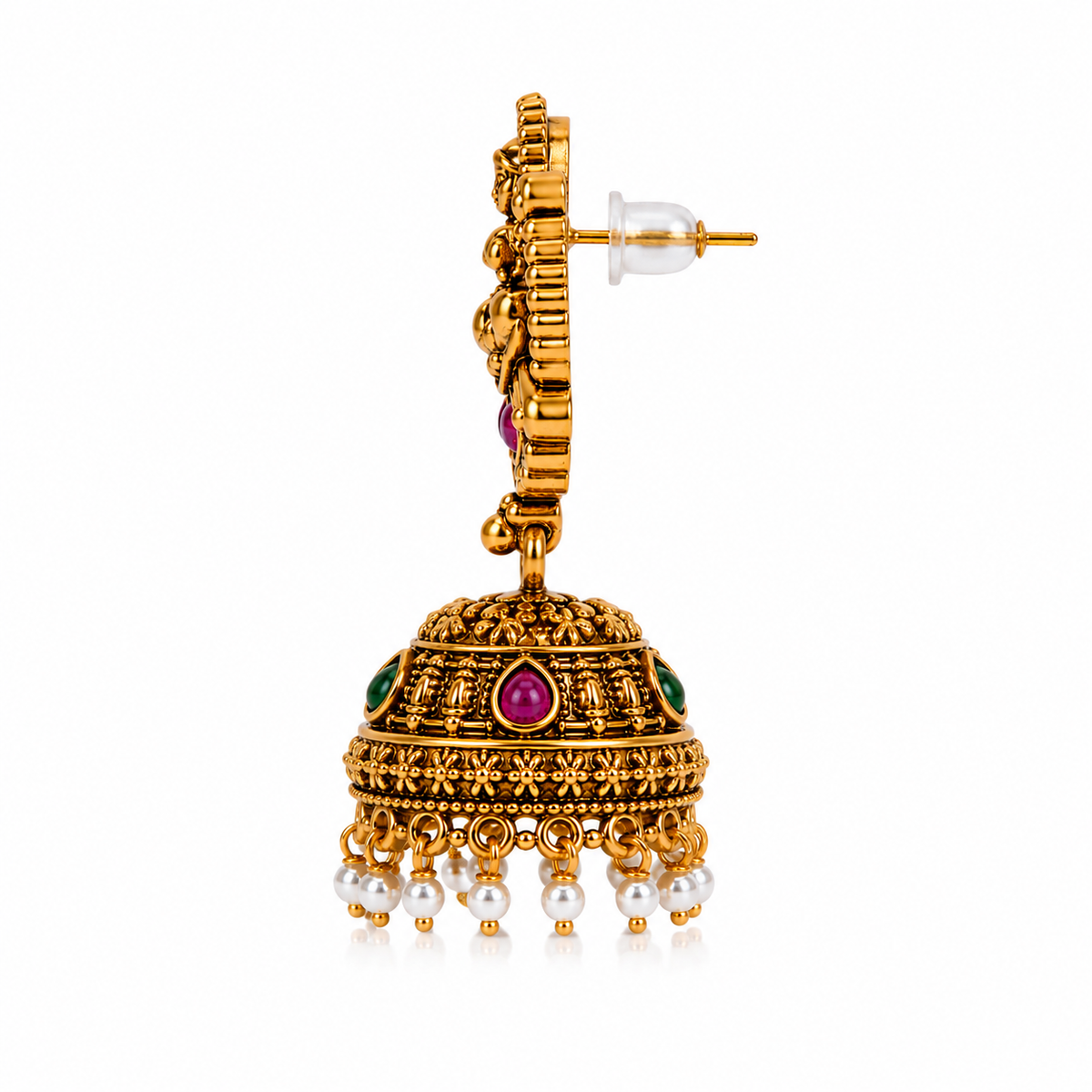 Original Brass Lakshmi  Pearl Jhumka Earrings