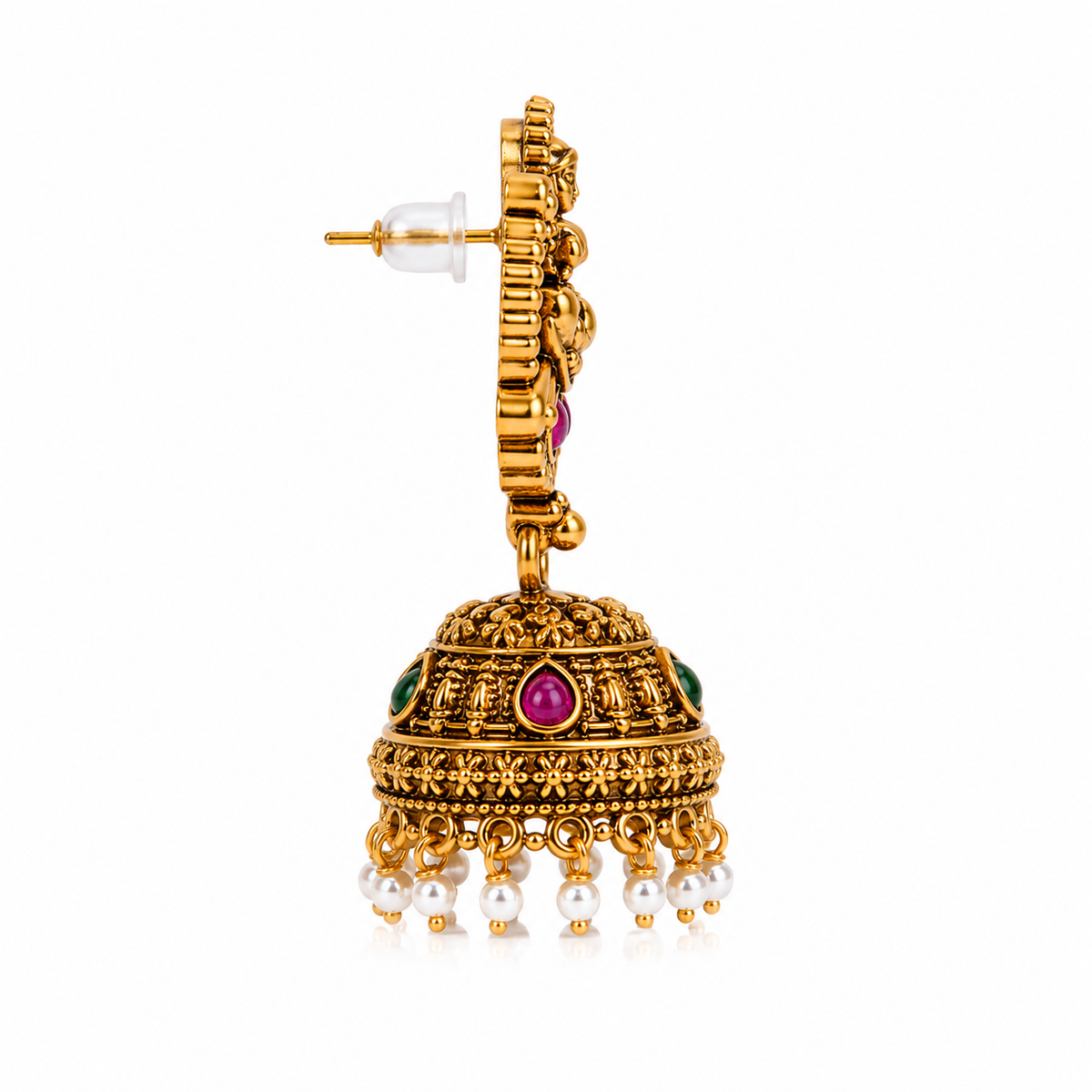 Original Brass Lakshmi  Pearl Jhumka Earrings